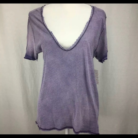Free People Lace Neckline Lilac Top Size $58 - Picture 4 of 6